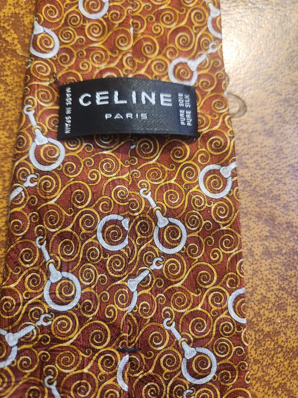mens vintage Celine Paris classic 100% all silk luxury Geometric neck tie